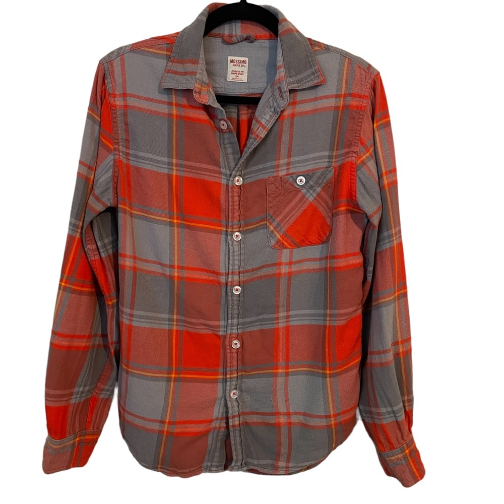 Mossimo Orange & Gray Plaid Flannel Size Small